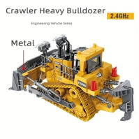 Ezweiji RC Bulldozer, 9kanálový dálkově ovládaný buldozer Stavební hračka 1 20 Plně funkční RC pásový traktor se světelnými a zv